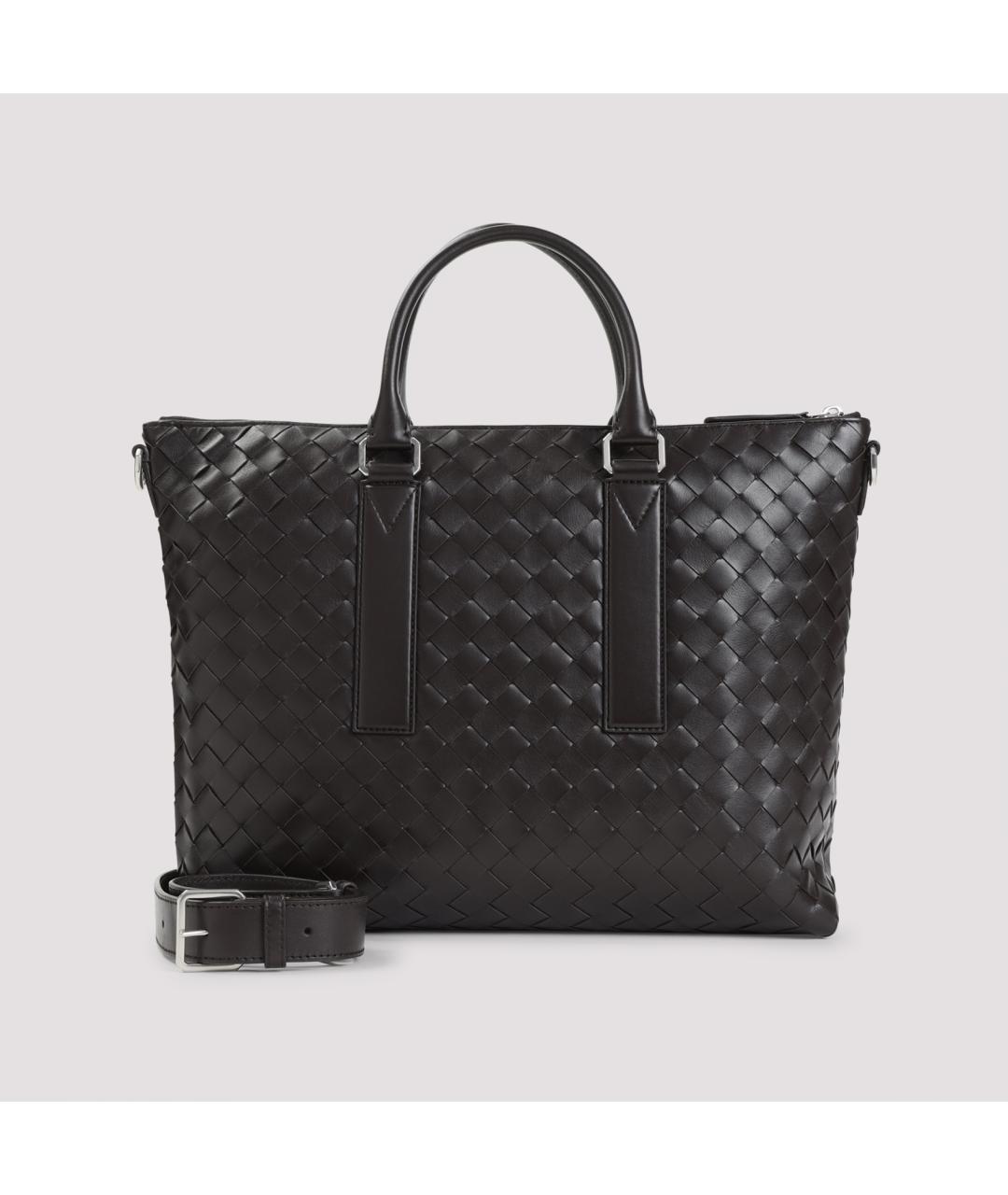 BOTTEGA VENETA Коричневый кожаный портфель, фото 2