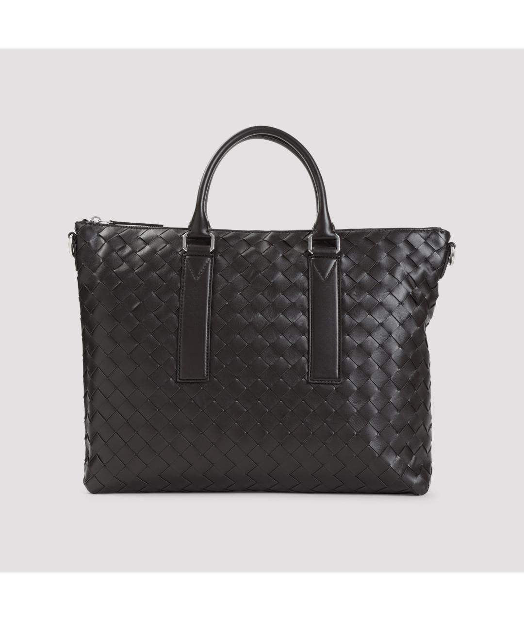 BOTTEGA VENETA Коричневый кожаный портфель, фото 3