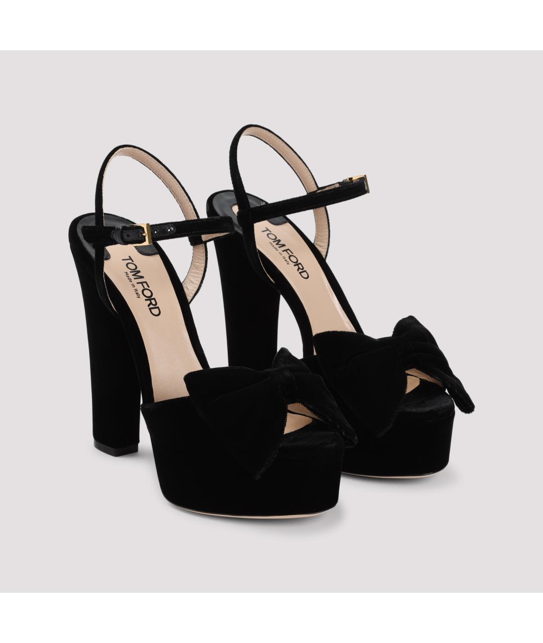 TOM FORD Черные текстильные босоножки, фото 4