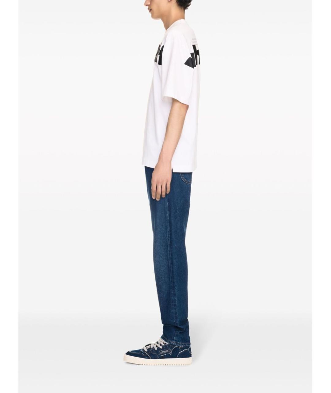 OFF-WHITE Синие хлопковые повседневные брюки, фото 5