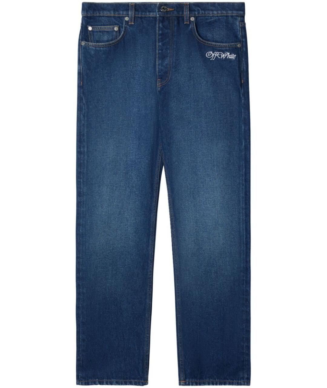 OFF-WHITE Синие хлопковые повседневные брюки, фото 1