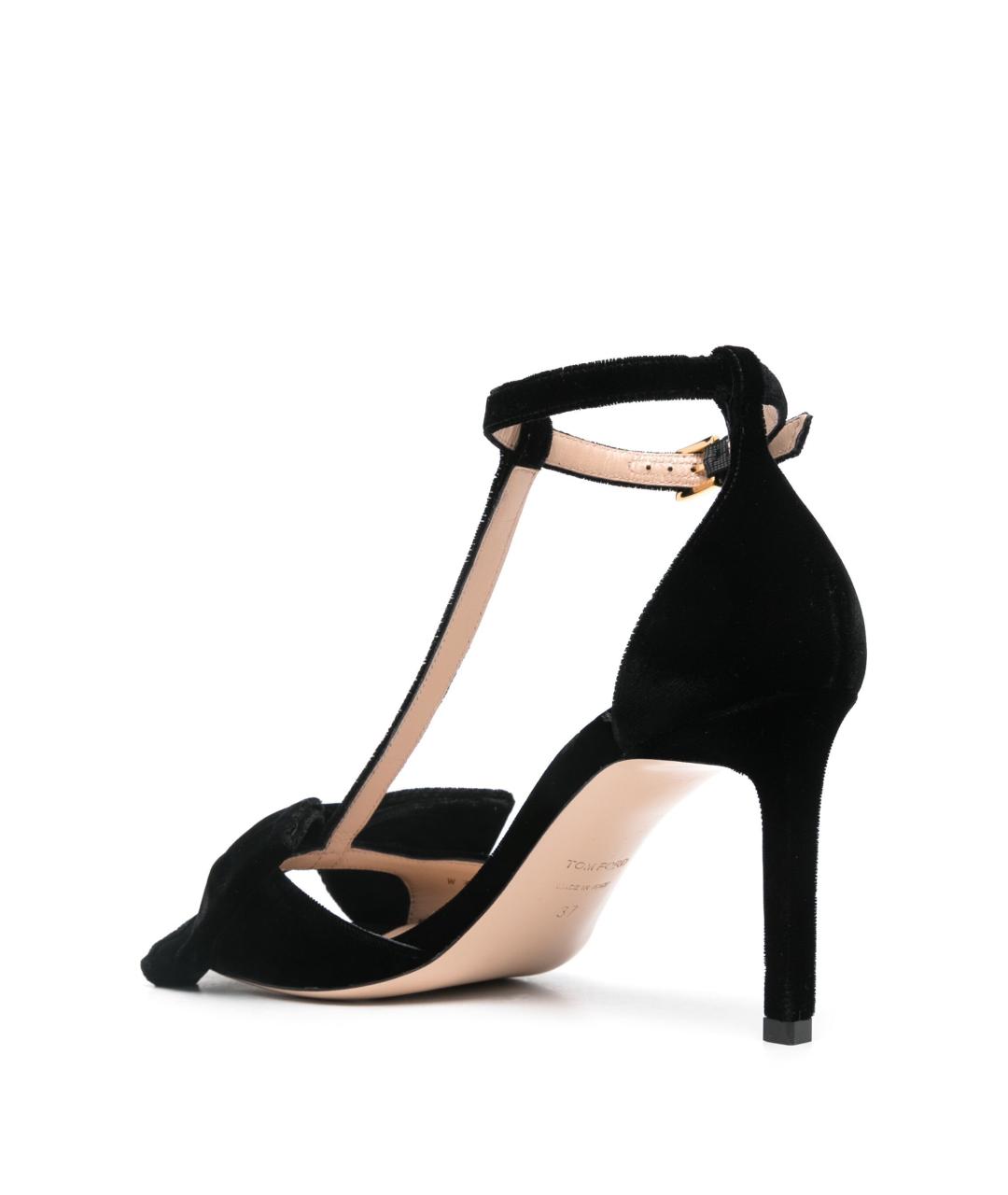 TOM FORD Черные бархатные босоножки, фото 3