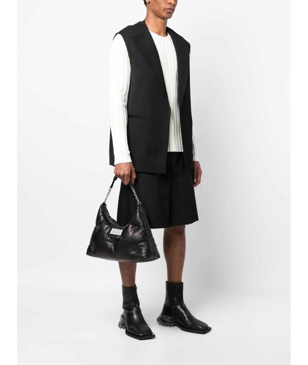 MAISON MARGIELA Черная кожаная сумка на плечо, фото 4