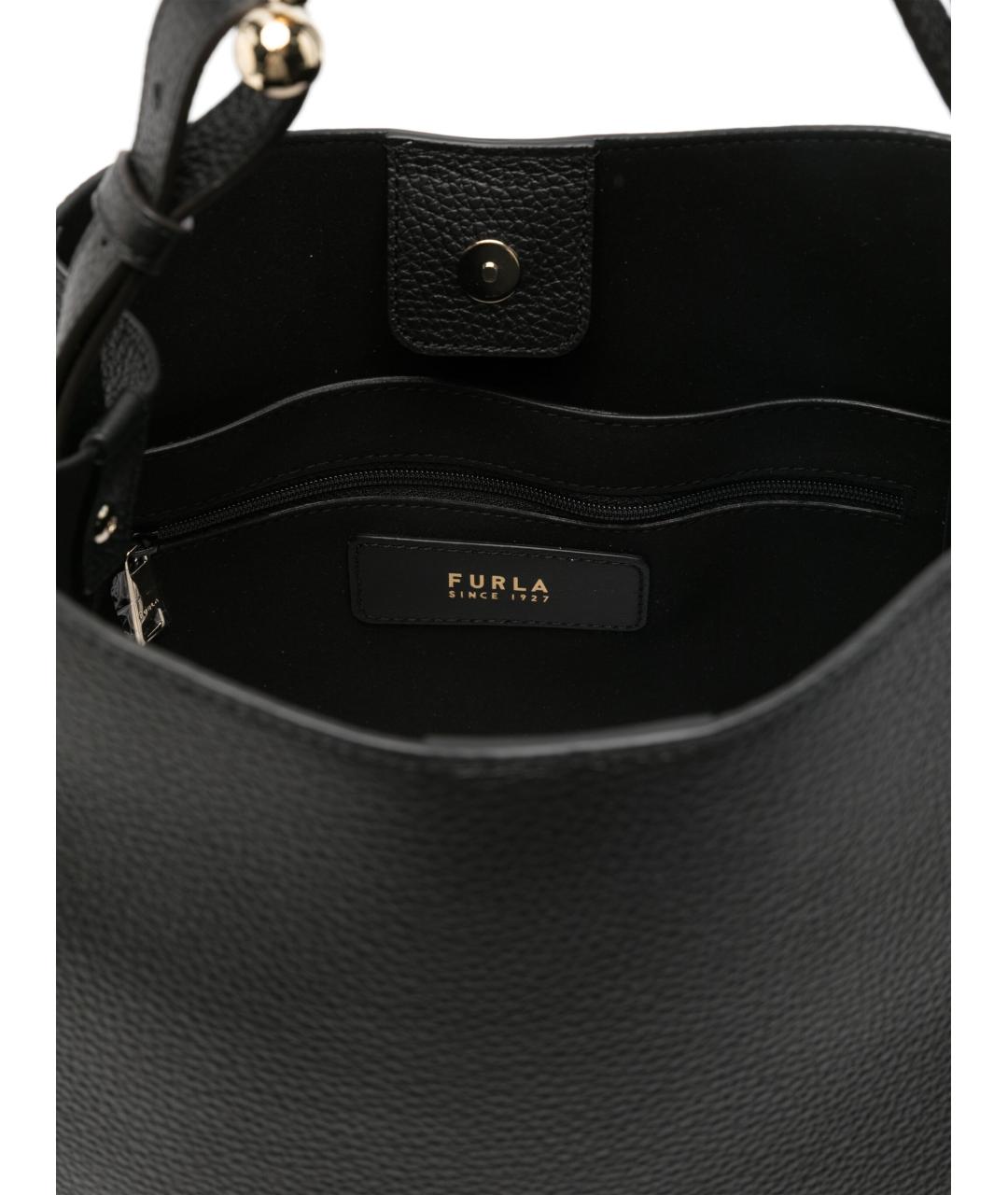 FURLA Черная кожаная сумка тоут, фото 4