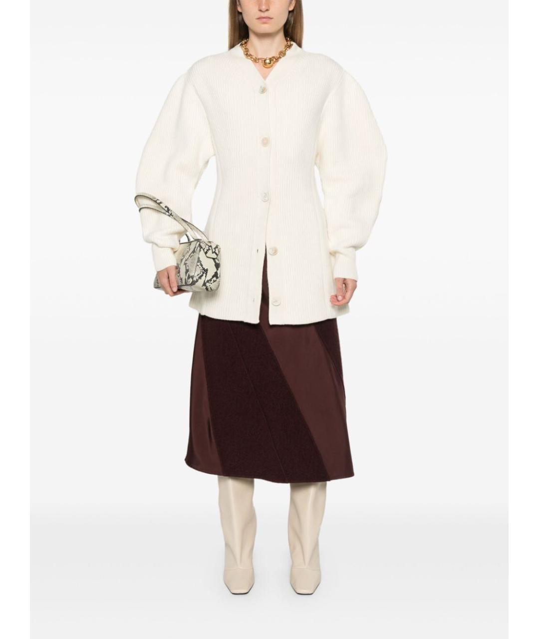 JIL SANDER Бежевый шерстяной кардиган, фото 4
