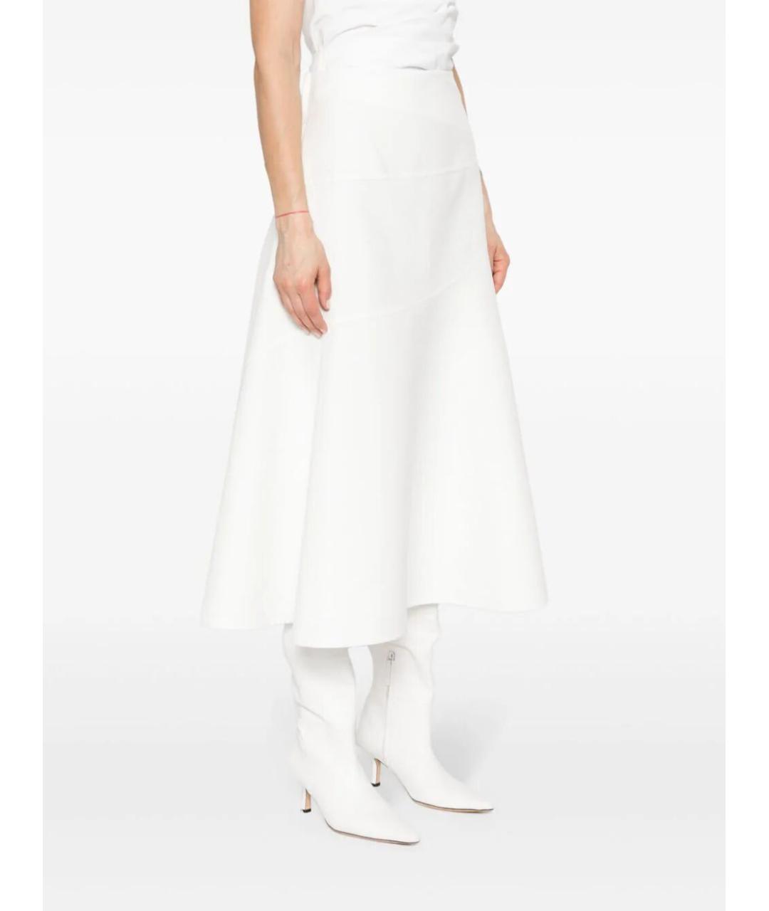 JIL SANDER Белая хлопковая юбка миди, фото 2