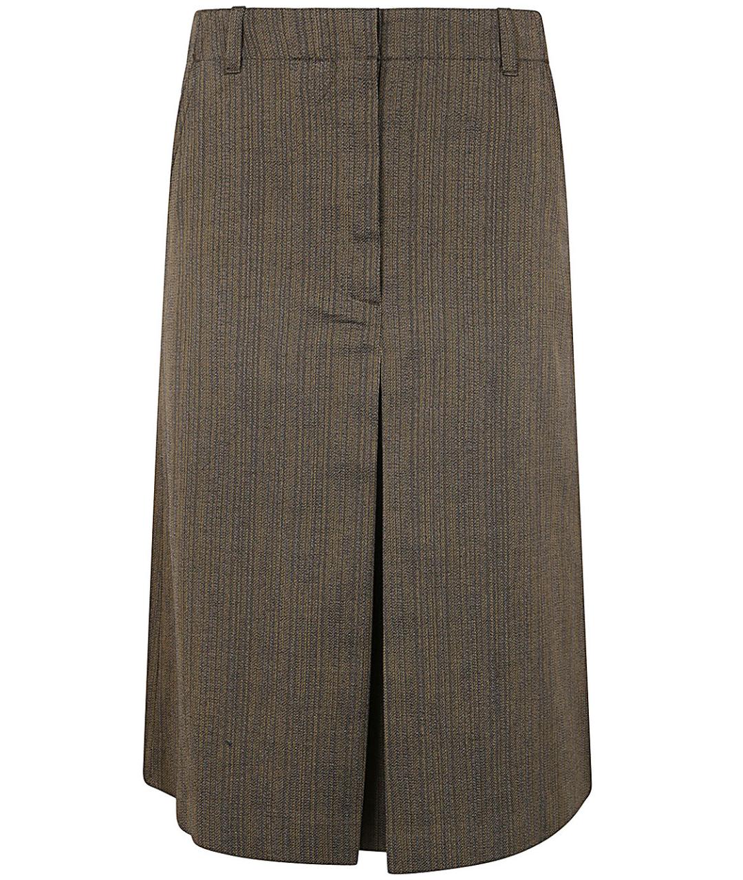 DRIES VAN NOTEN Коричневая хлопковая юбка миди, фото 1