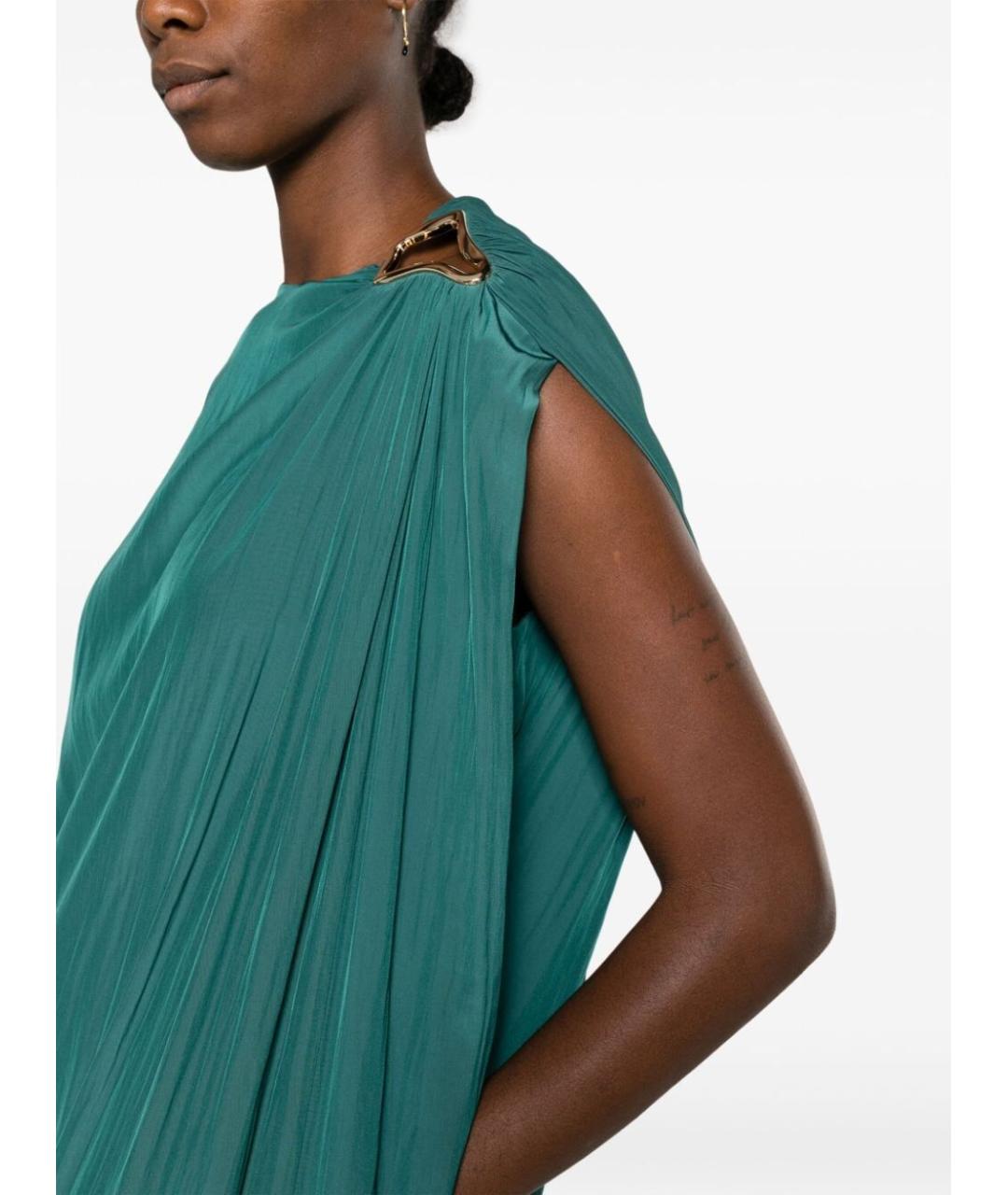 LANVIN Бирюзовое полиэстеровое повседневное платье, фото 4