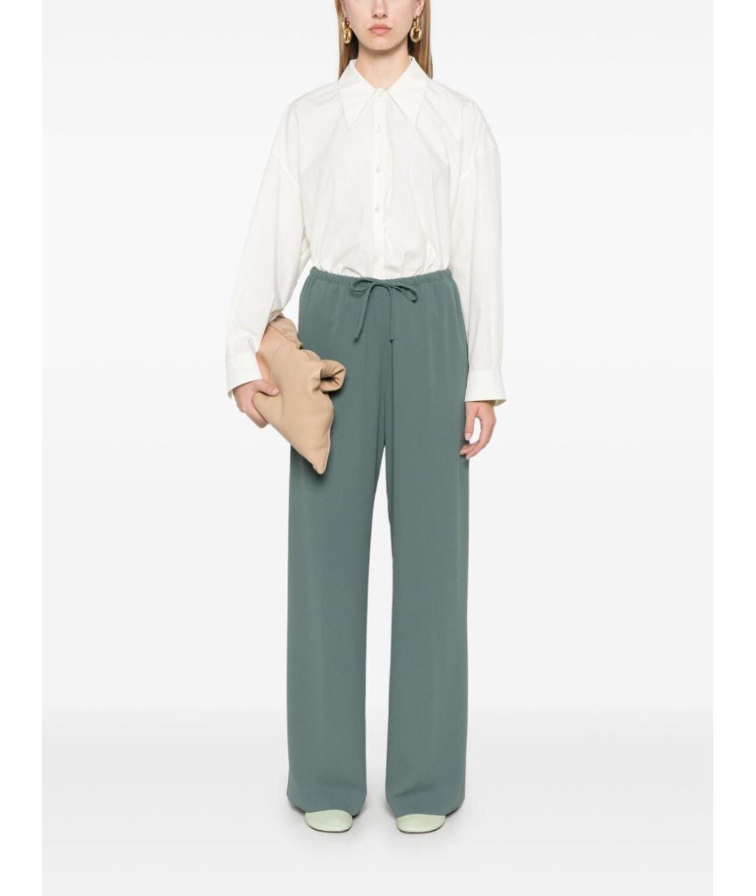 DRIES VAN NOTEN Зеленые полиэстеровые прямые брюки, фото 3