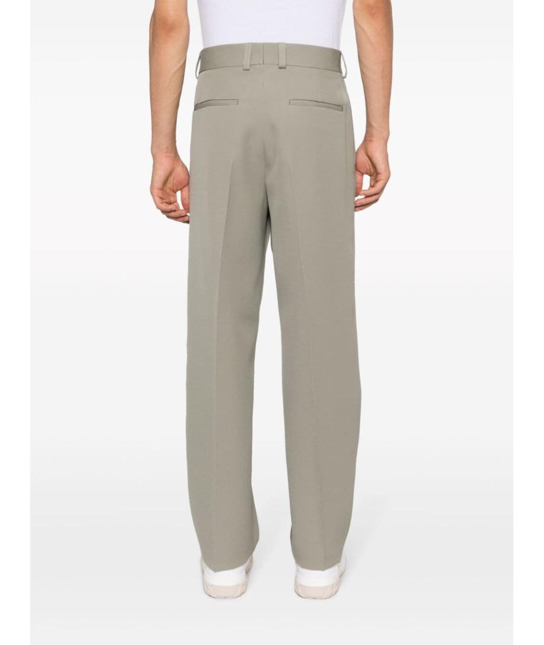 JIL SANDER Зеленые шерстяные повседневные брюки, фото 4