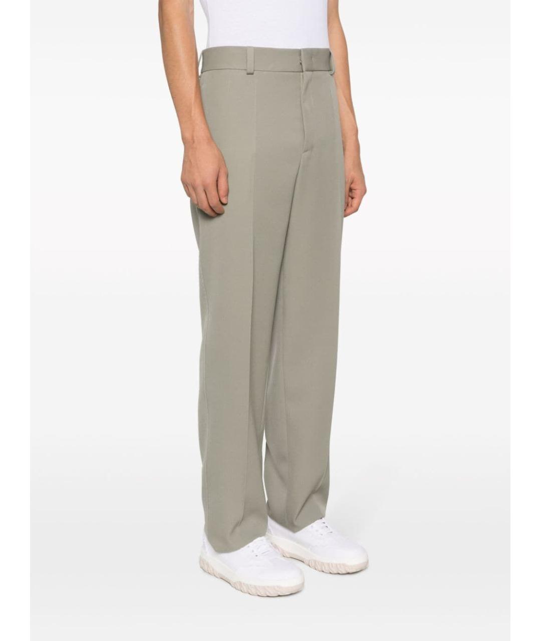 JIL SANDER Зеленые шерстяные повседневные брюки, фото 2