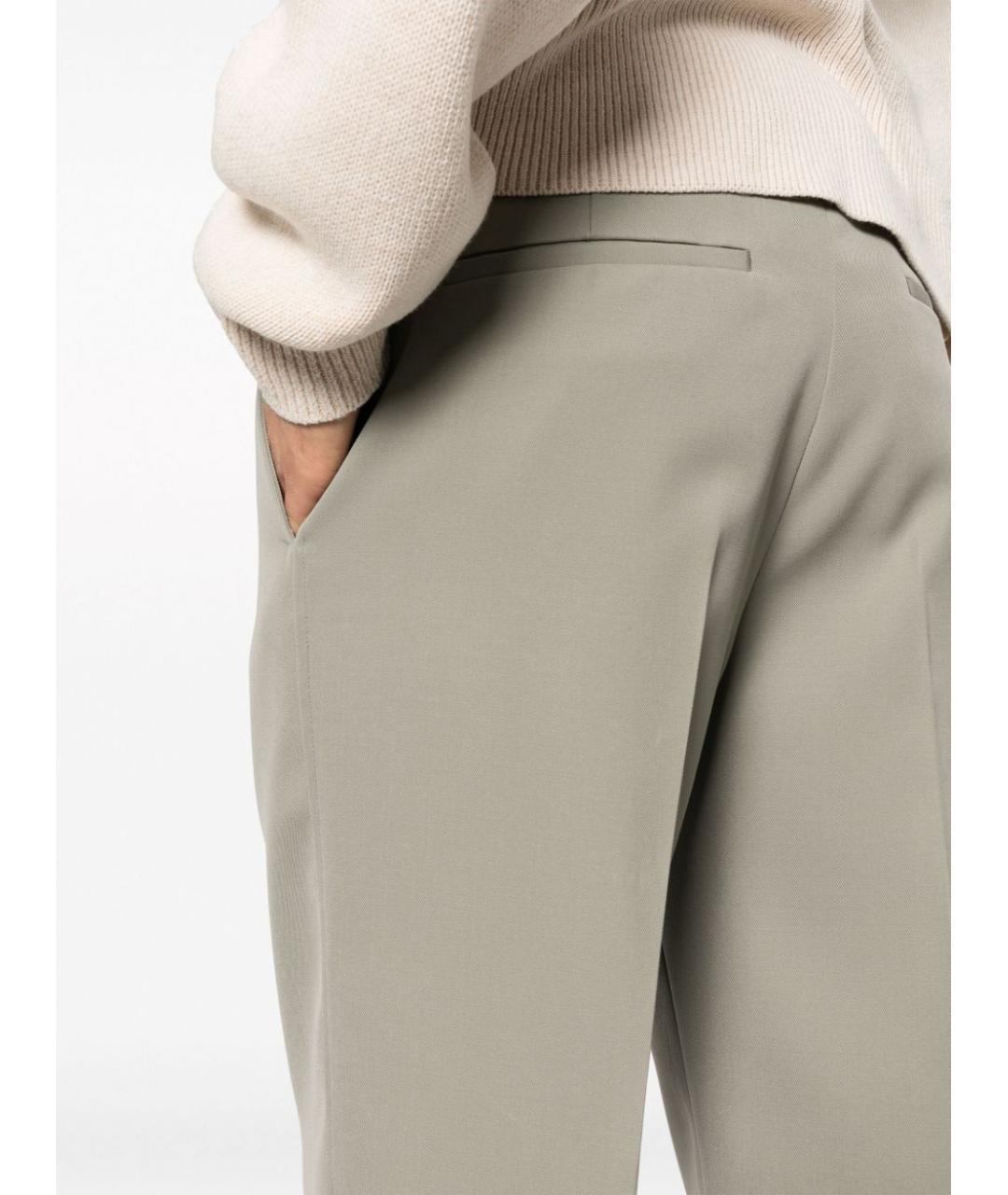 JIL SANDER Зеленые шерстяные повседневные брюки, фото 3