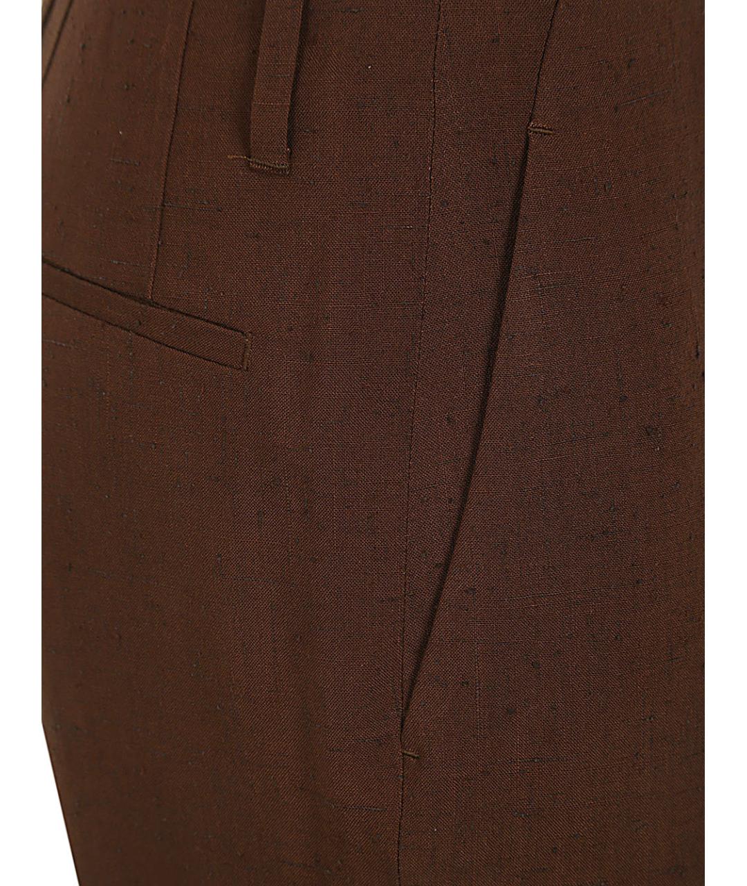 DRIES VAN NOTEN Коричневые шелковые прямые брюки, фото 3