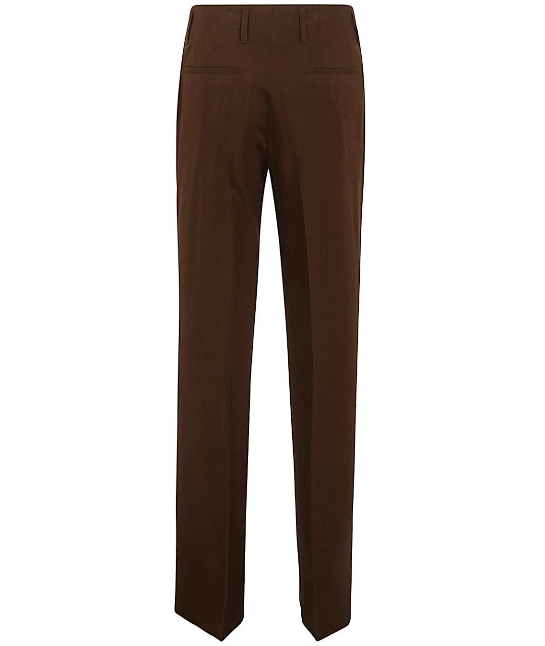 DRIES VAN NOTEN Коричневые шелковые прямые брюки, фото 2