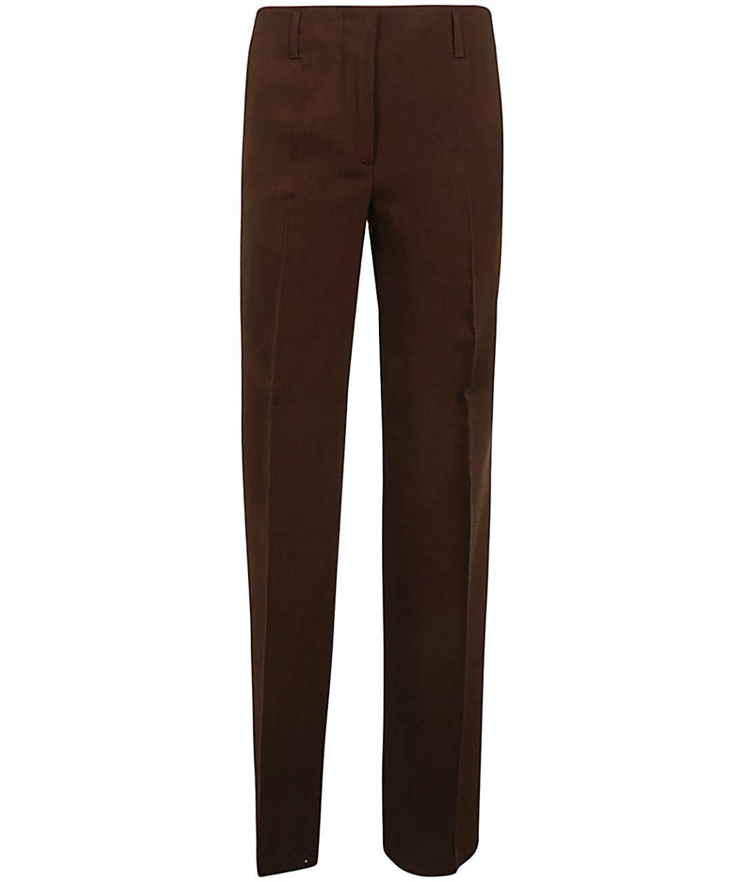 DRIES VAN NOTEN Коричневые шелковые прямые брюки, фото 1