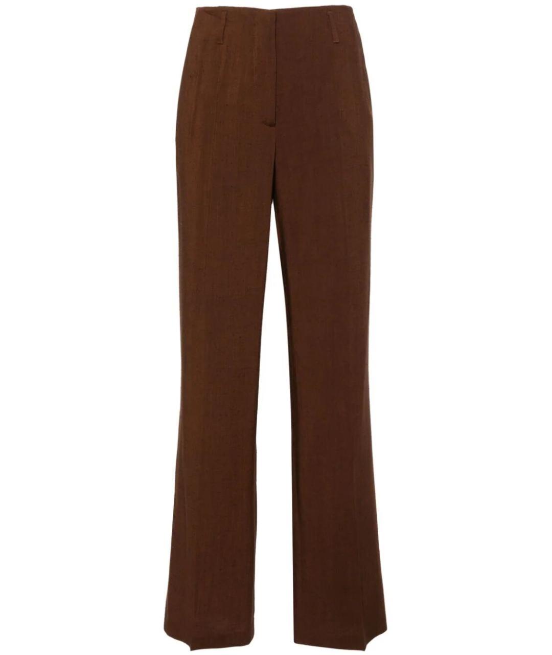 DRIES VAN NOTEN Коричневые шелковые прямые брюки, фото 4