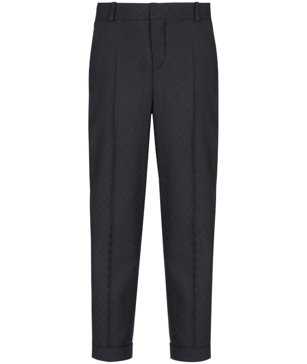 BALMAIN Черные шерстяные повседневные брюки, фото 1