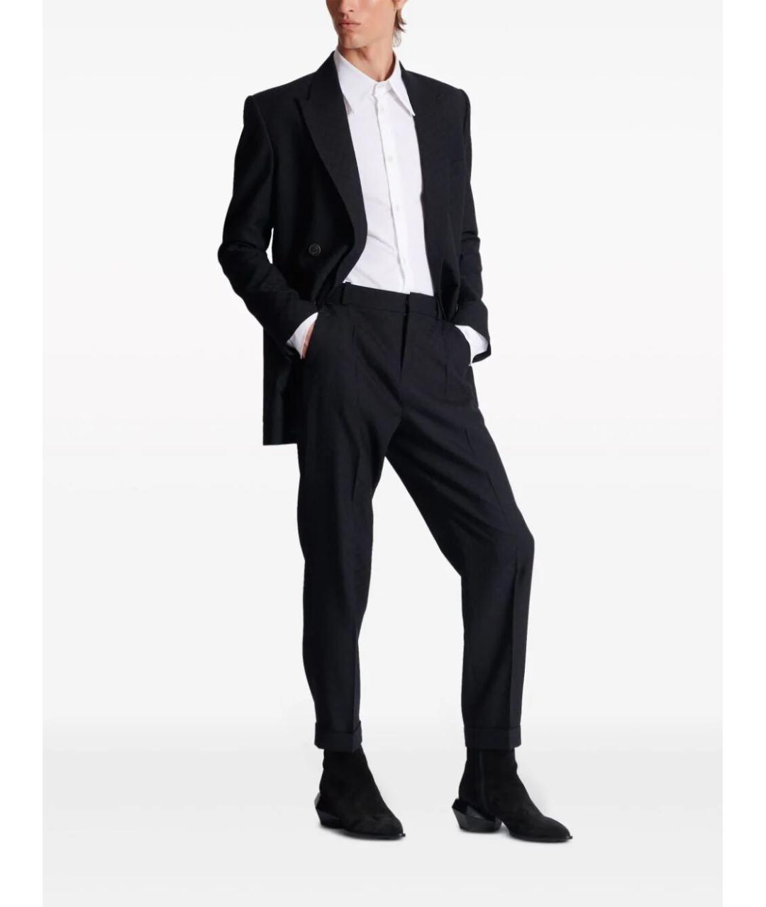 BALMAIN Черные шерстяные повседневные брюки, фото 3