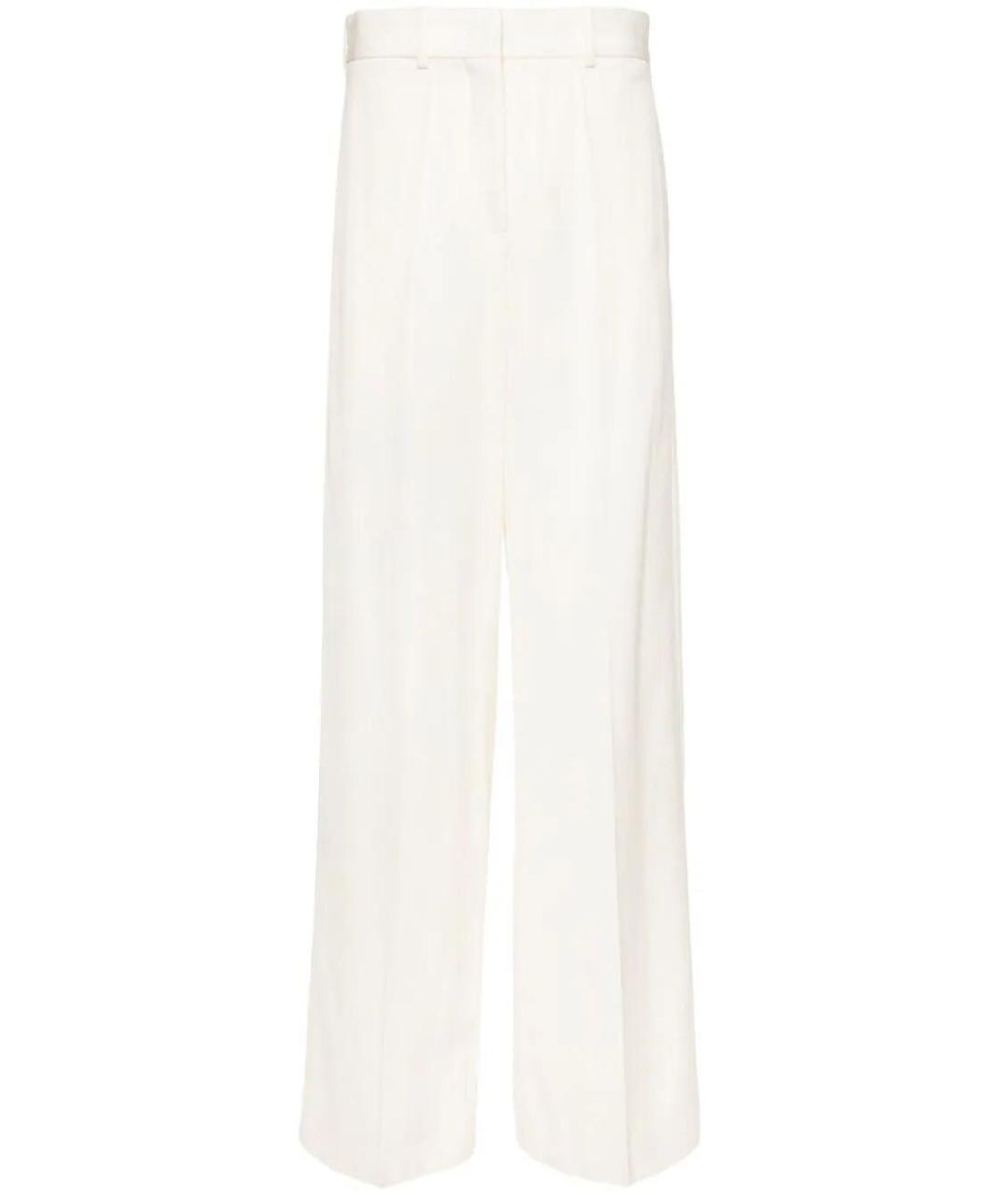 JIL SANDER Бежевые шелковые прямые брюки, фото 1