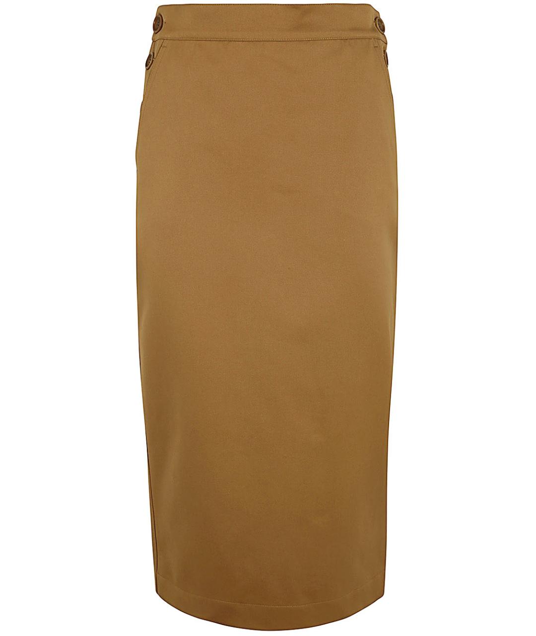 MAX MARA Коричневая хлопковая юбка миди, фото 1