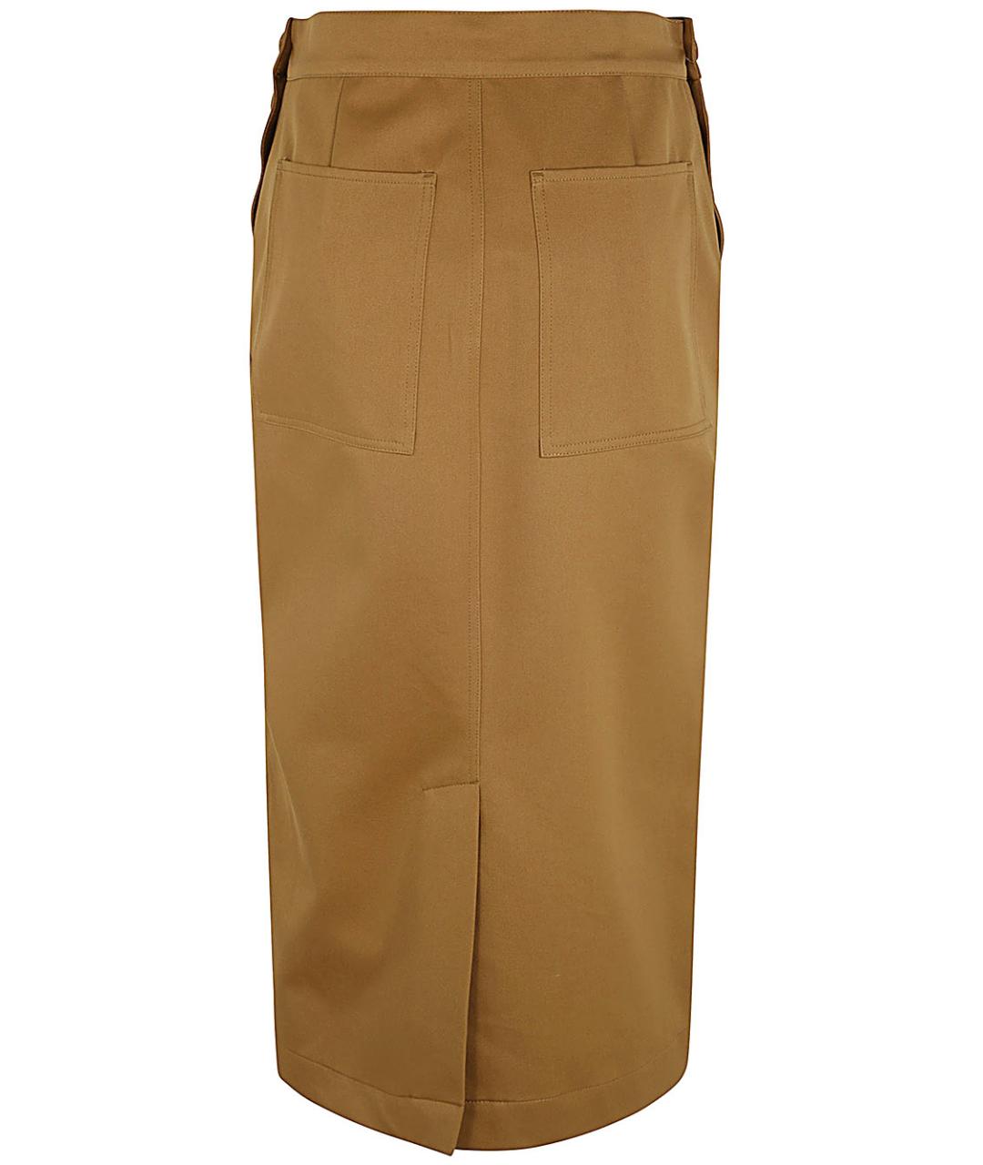 MAX MARA Коричневая хлопковая юбка миди, фото 2