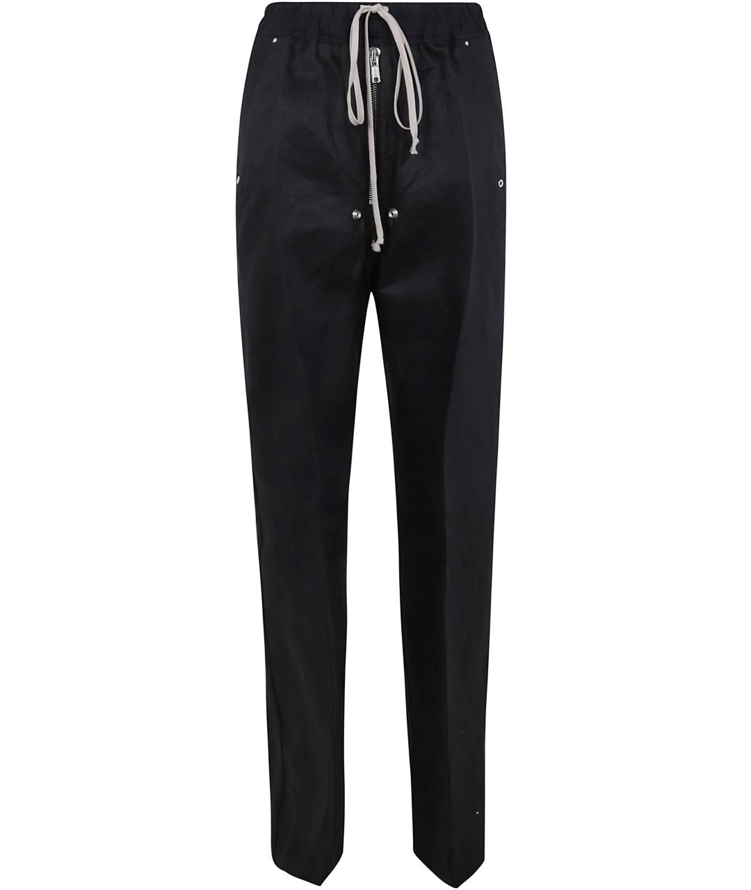 RICK OWENS Черные хлопковые прямые брюки, фото 1