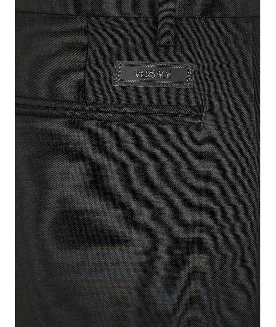 VERSACE Черные шерстяные повседневные брюки, фото 3