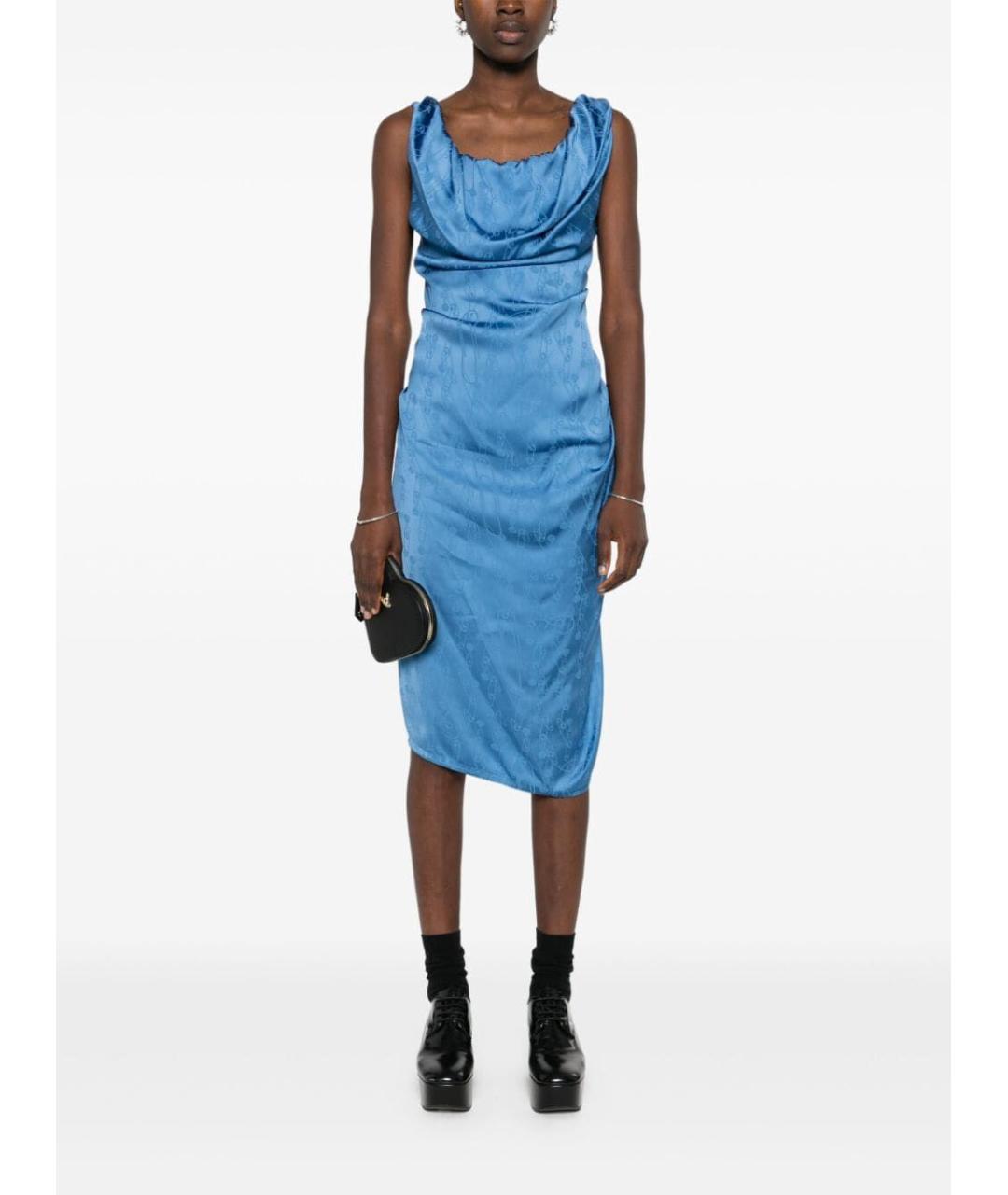 VIVIENNE WESTWOOD Голубое вискозное повседневное платье, фото 4
