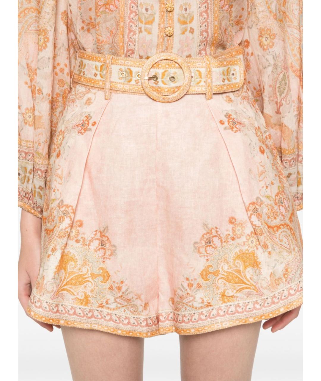 ZIMMERMANN Розовые льняные шорты, фото 4