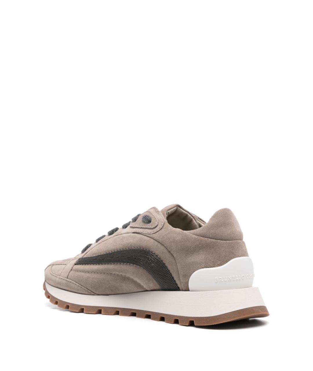 BRUNELLO CUCINELLI Бежевые кожаные кроссовки, фото 4