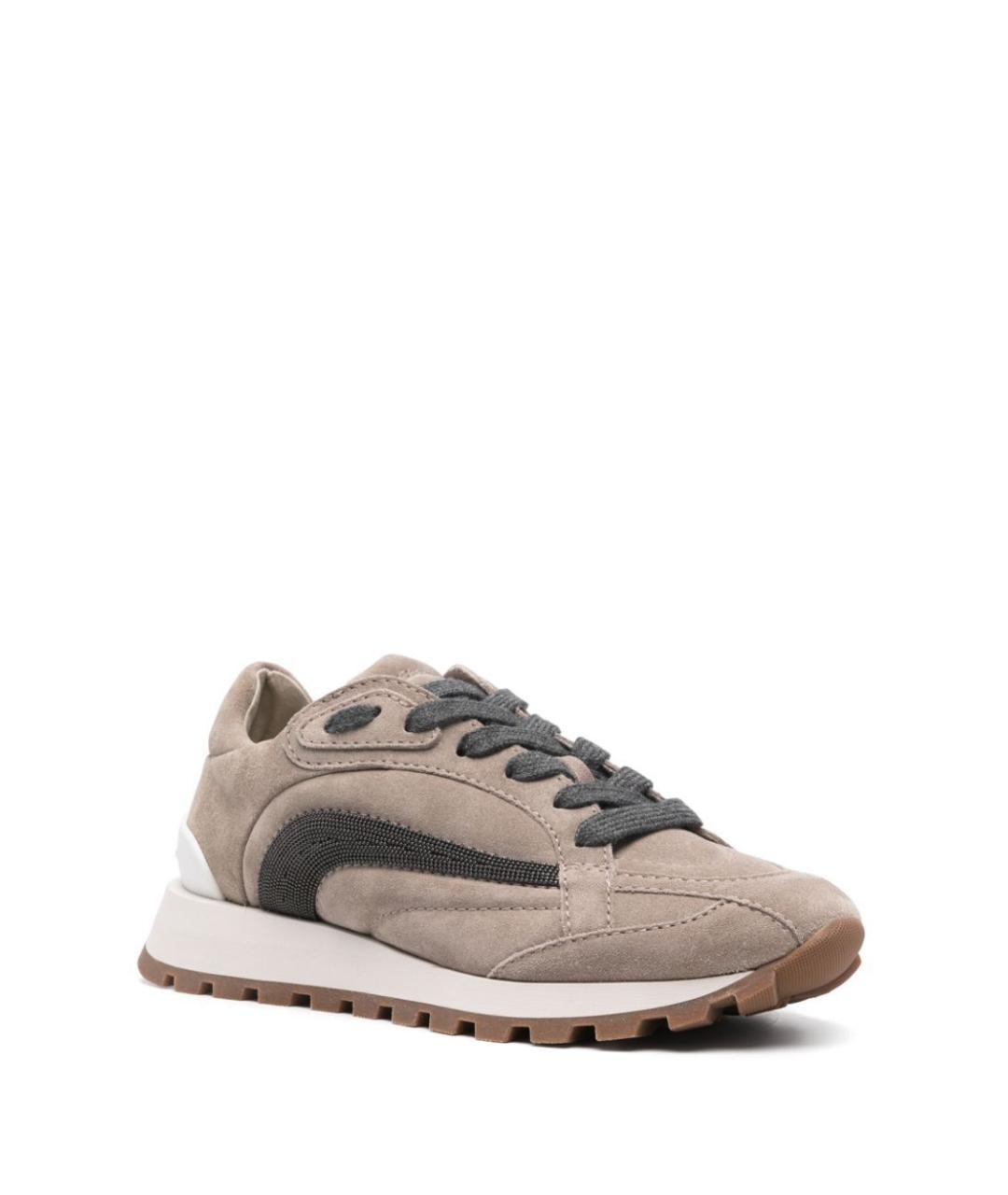 BRUNELLO CUCINELLI Бежевые кожаные кроссовки, фото 2