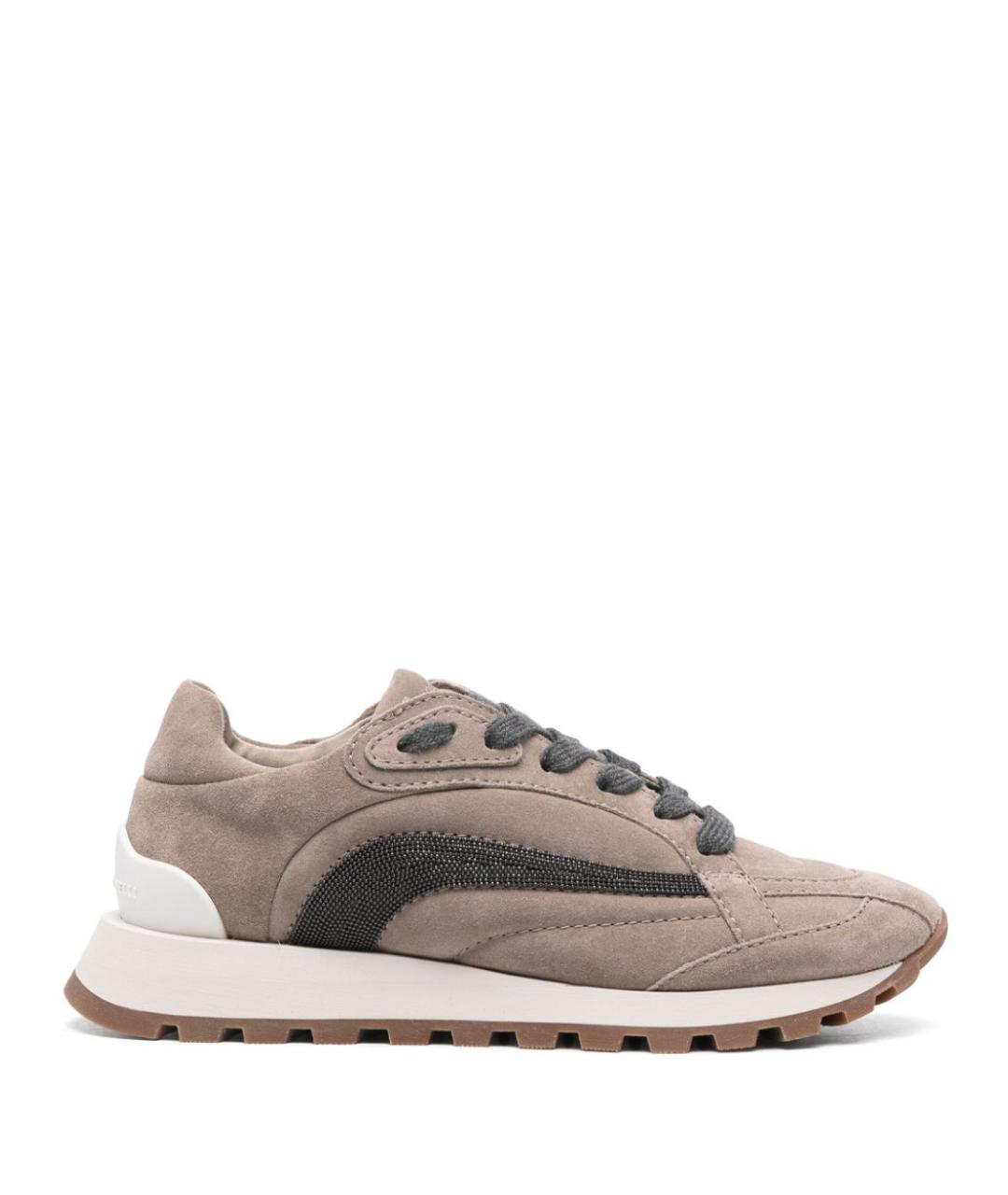 BRUNELLO CUCINELLI Бежевые кожаные кроссовки, фото 1