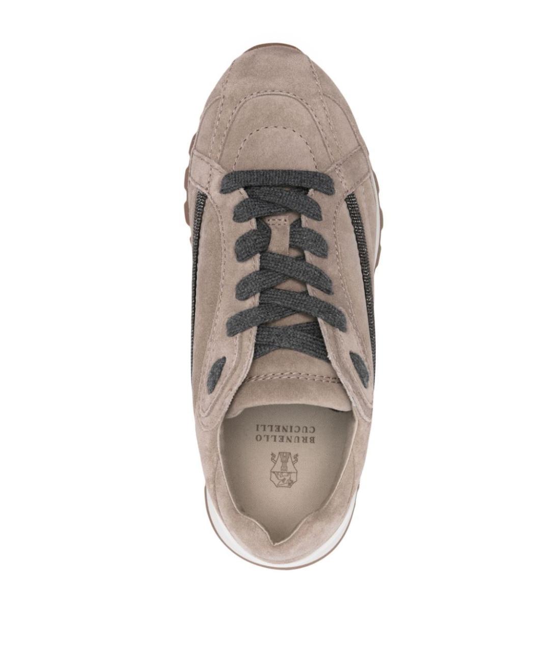 BRUNELLO CUCINELLI Бежевые кожаные кроссовки, фото 3