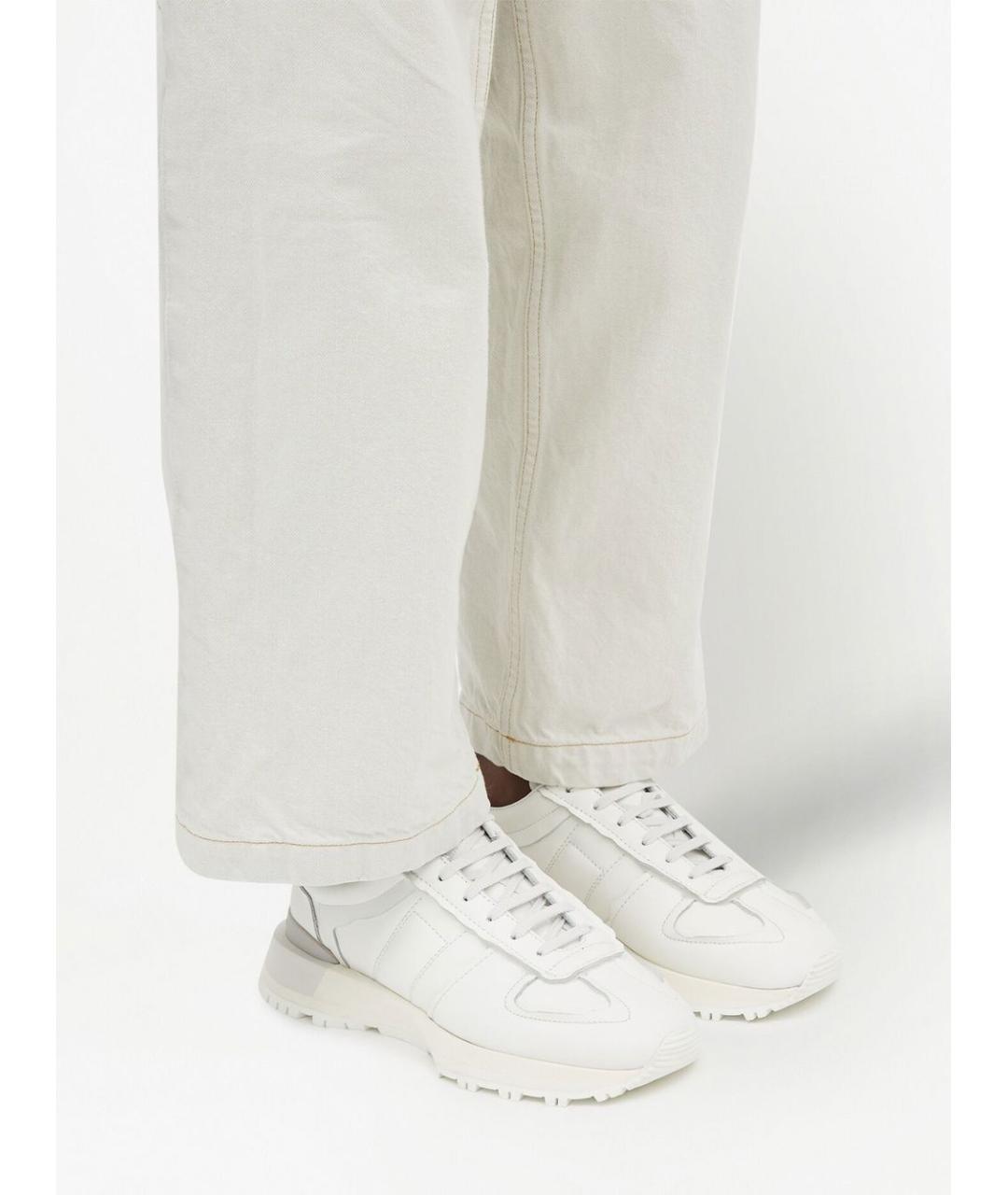 MAISON MARGIELA Белые кожаные низкие кроссовки / кеды, фото 2