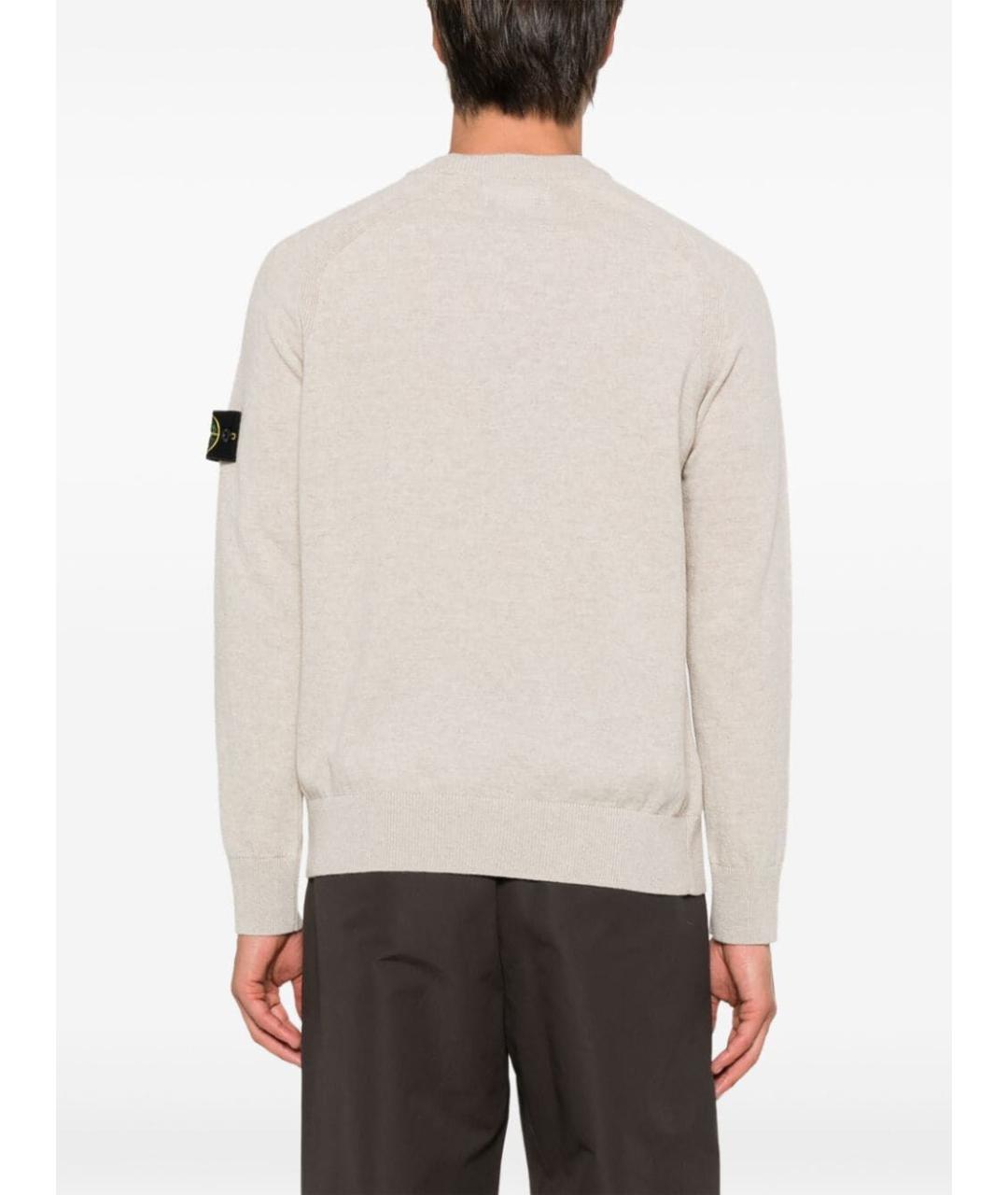 STONE ISLAND Бежевый шерстяной джемпер / свитер, фото 2