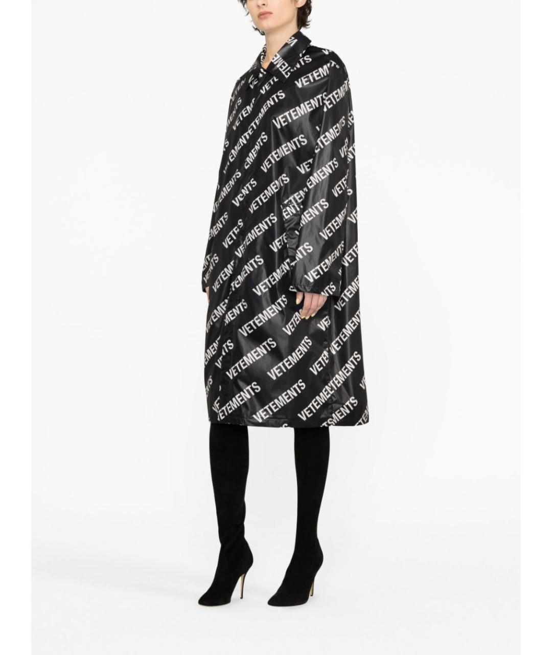 VETEMENTS Черное полиамидовое пальто, фото 4