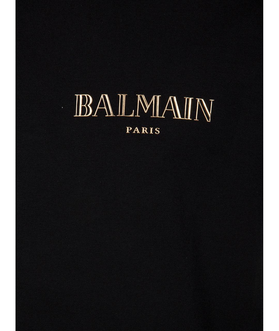 BALMAIN Черная хлопковая футболка, фото 3