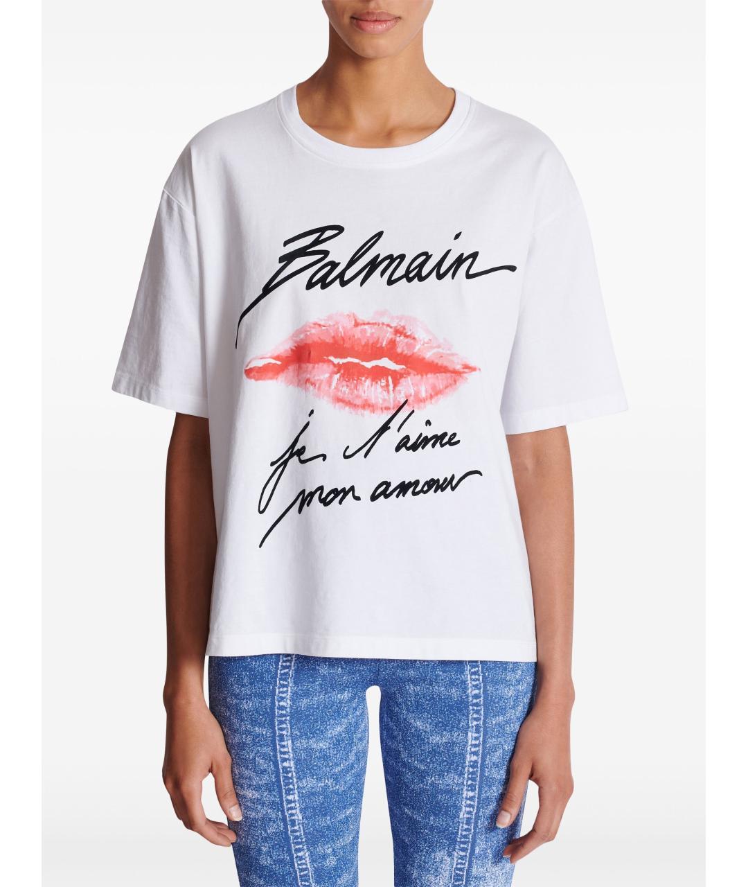 BALMAIN Белая хлопковая футболка, фото 2