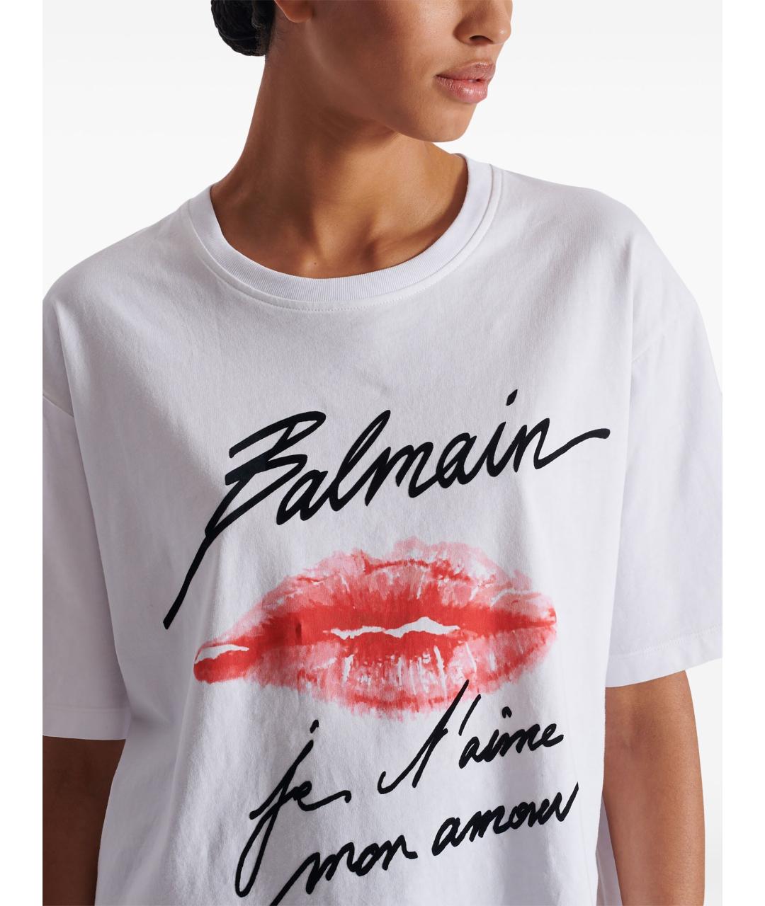 BALMAIN Белая хлопковая футболка, фото 5
