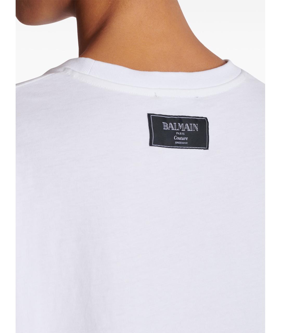 BALMAIN Белая хлопковая футболка, фото 4
