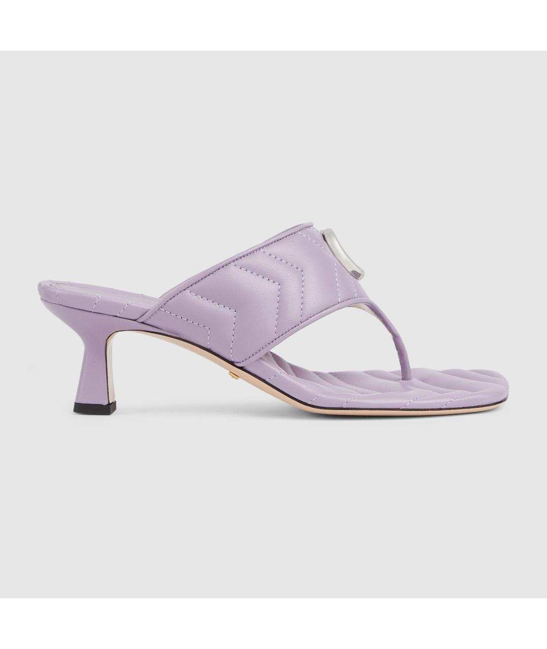 GUCCI Фиолетовые кожаные мюли, фото 2