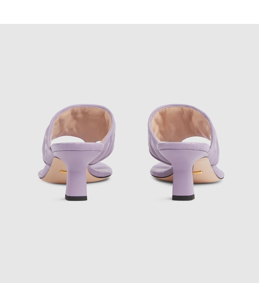 GUCCI Фиолетовые кожаные мюли, фото 6