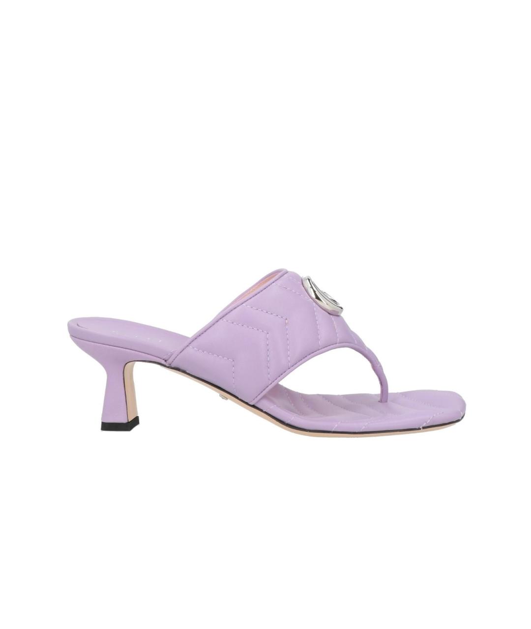 GUCCI Фиолетовые кожаные мюли, фото 1