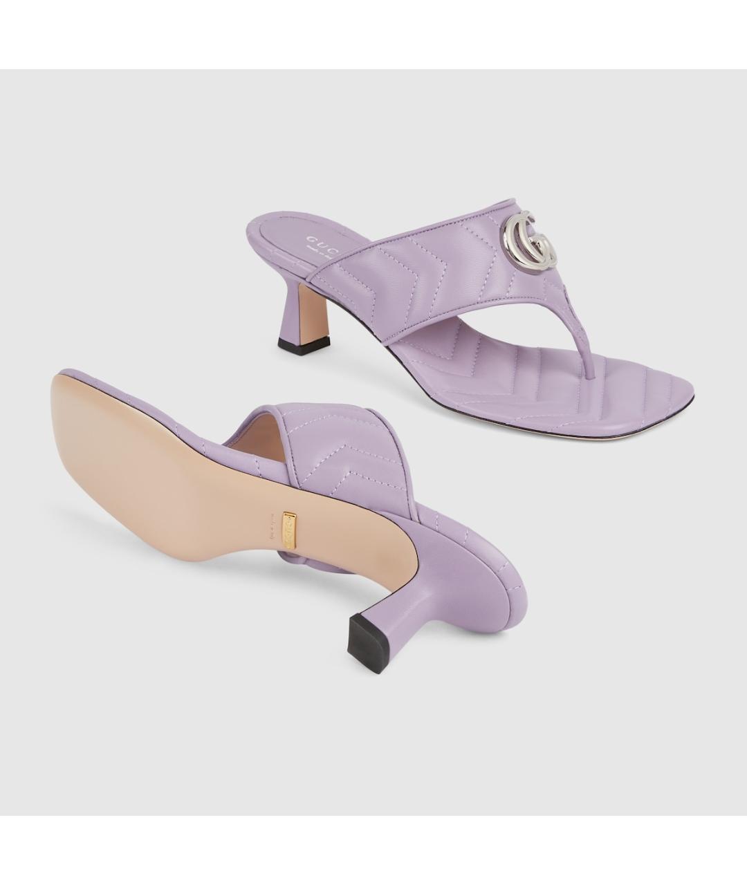 GUCCI Фиолетовые кожаные мюли, фото 3