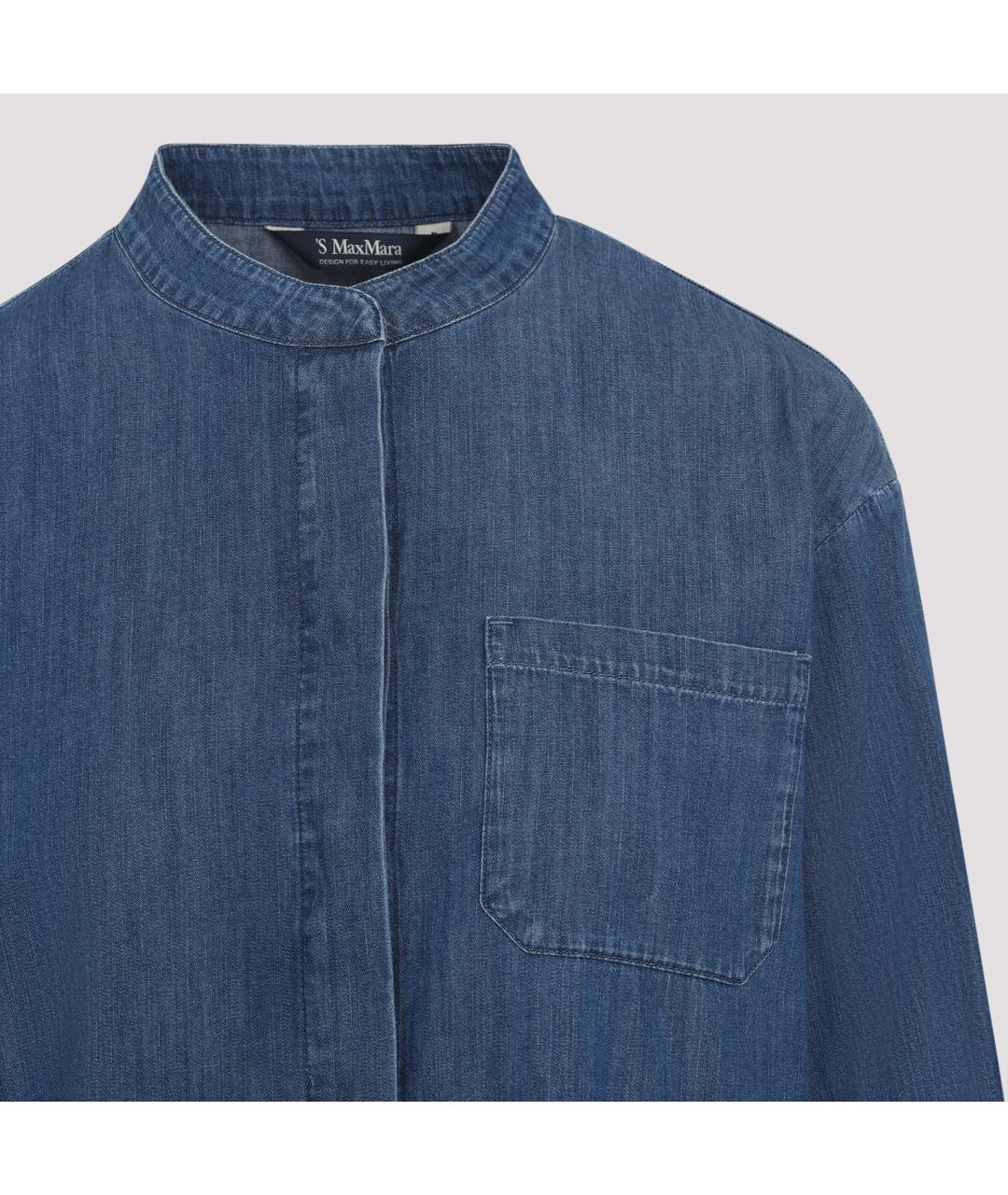 'S MAX MARA Синяя хлопковая рубашка, фото 4