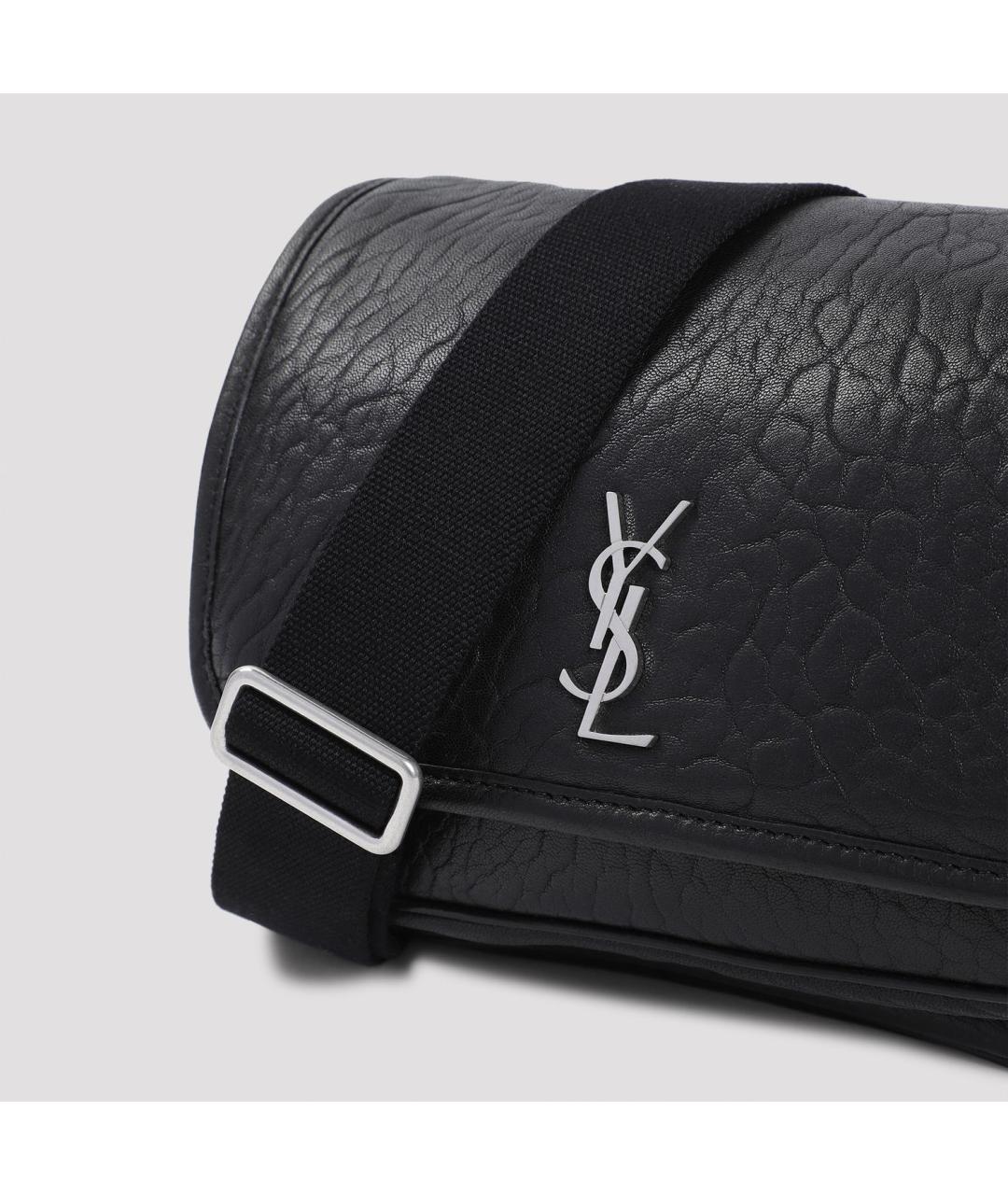 SAINT LAURENT Черная кожаная сумка на плечо, фото 4