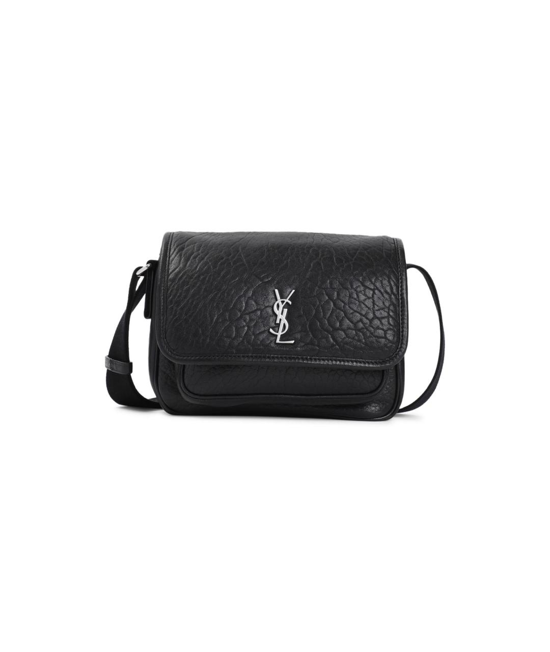 SAINT LAURENT Черная кожаная сумка на плечо, фото 1