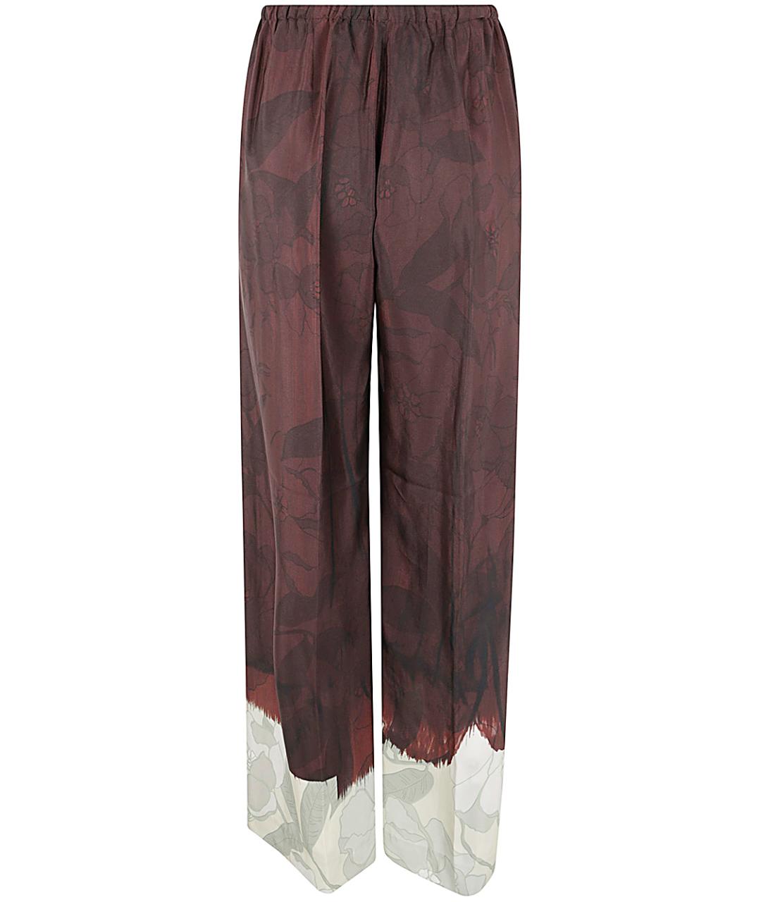 DRIES VAN NOTEN Коричневые шелковые прямые брюки, фото 2