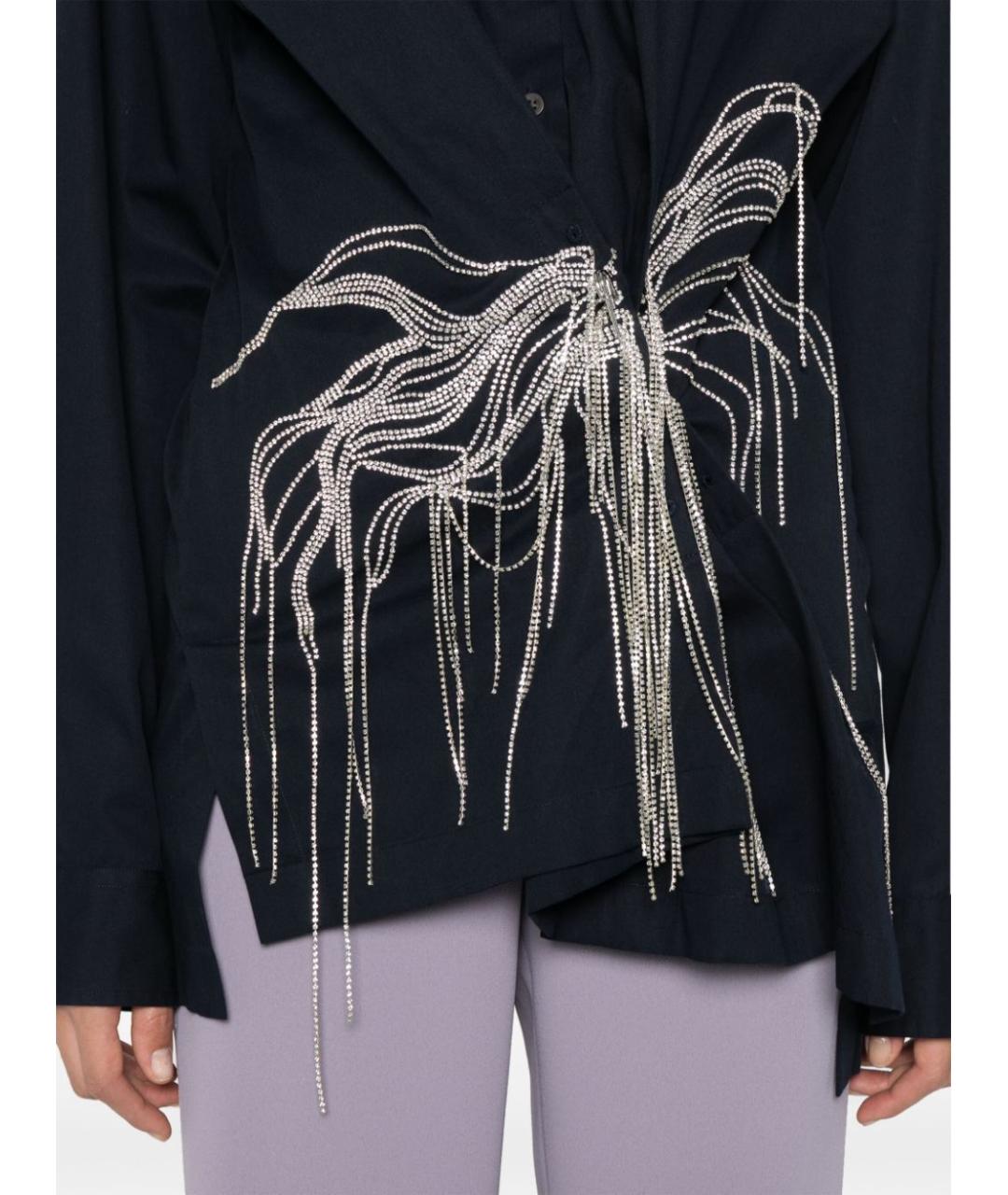 DRIES VAN NOTEN Темно-синяя хлопковая рубашка, фото 5