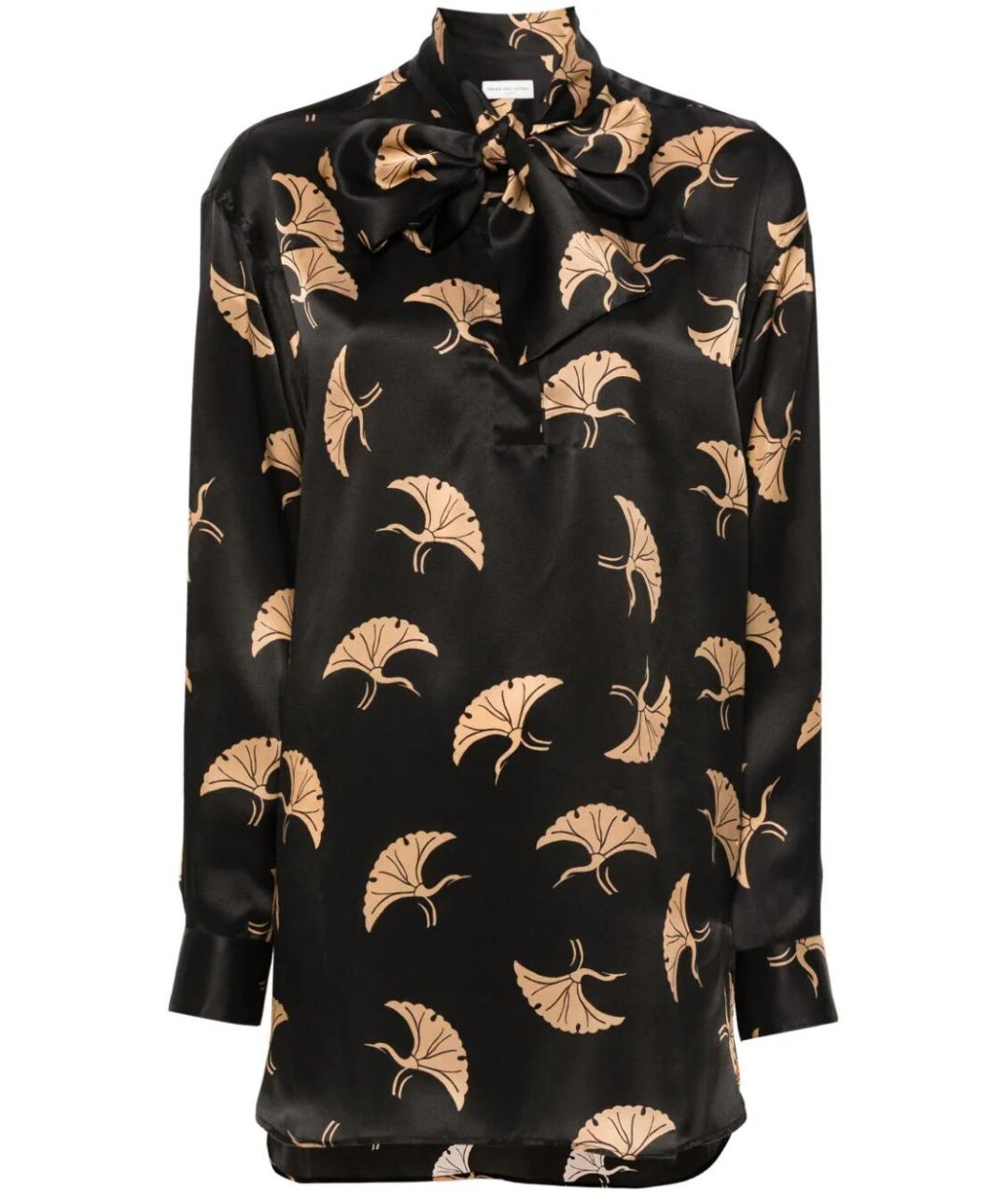 DRIES VAN NOTEN Черная шелковая рубашка, фото 4